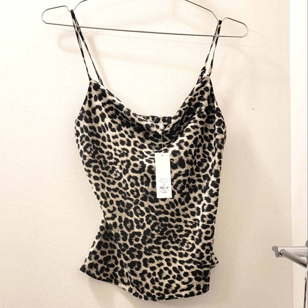Leopard print cowl neck cami